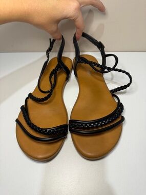 Women's Black Braided Strap Sandals